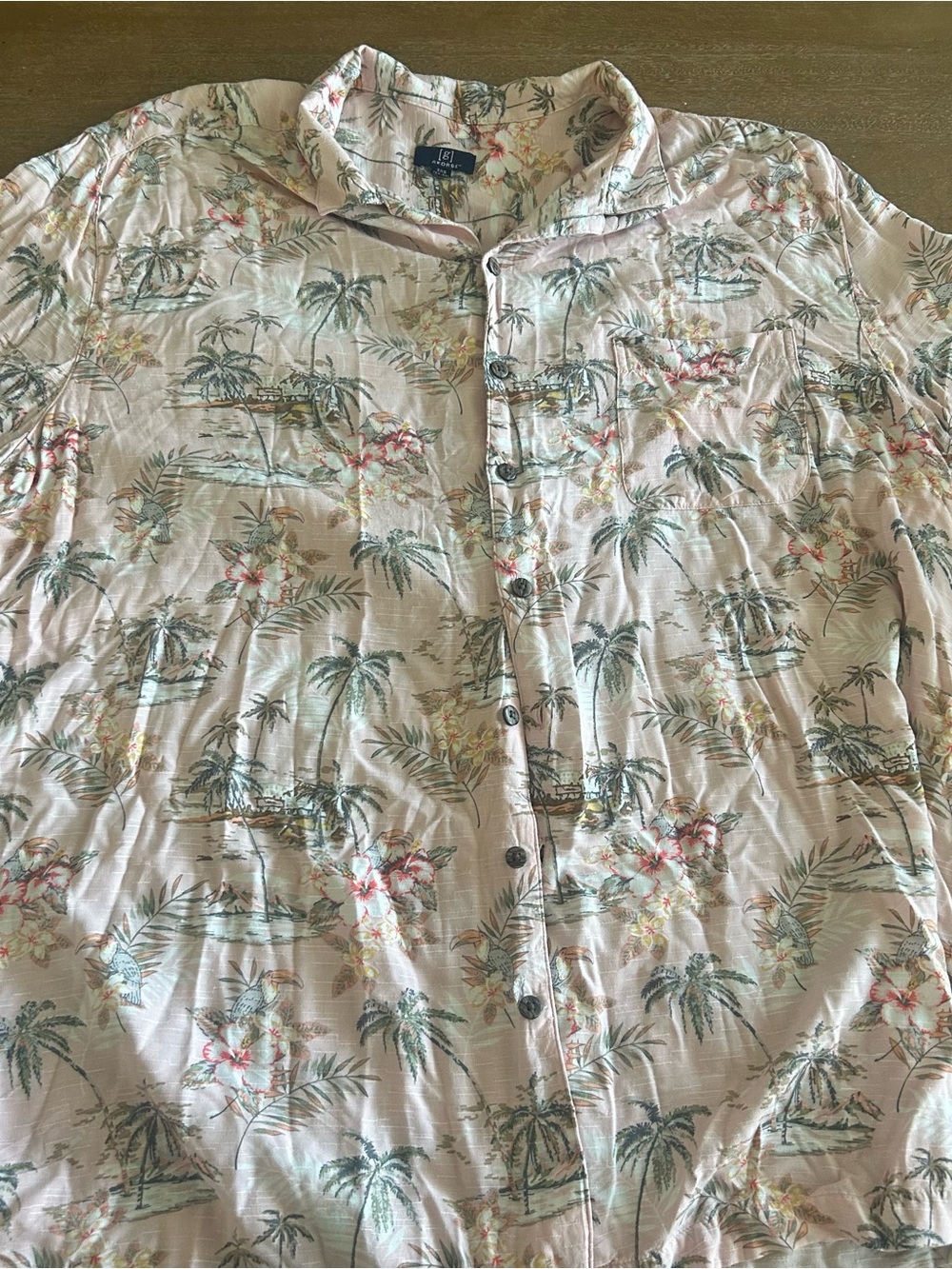 George Men's Button Up Shirt 3XL Tropical Hawaiian Short Sleeve Lightweight